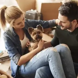 Couple with their pet dog