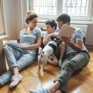Family with dog