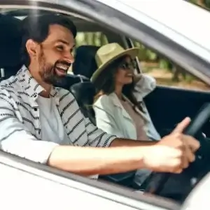 Two people in a car